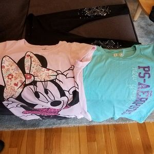 2 girls t-shirts size 6 & 1 pants size 6X pre-owne